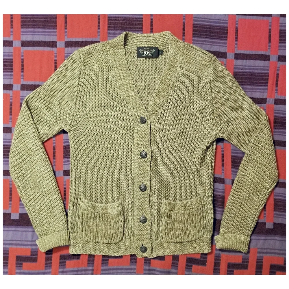 DOUBLE RL RALPH LAUREN RRL COTTON/ LINEN BLEND CARDIGAN SWEATER- SIZE SMALL